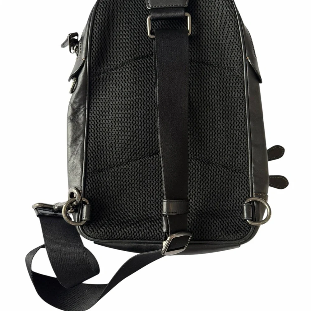 Coach Black Leather Men's Backpack - Picture 2 of 8